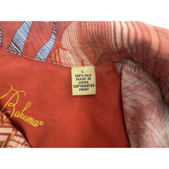 Tommy Bahama Shirt Men's Extra Large Hawaiian Camp Shirt 100% Silk Floral Orange - Picture 5 of 5